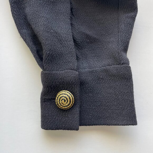 Vintage Chetta B Neiman Marcus Black Button-Down Dress 80's Mature Classic Chic - Picture 5 of 12